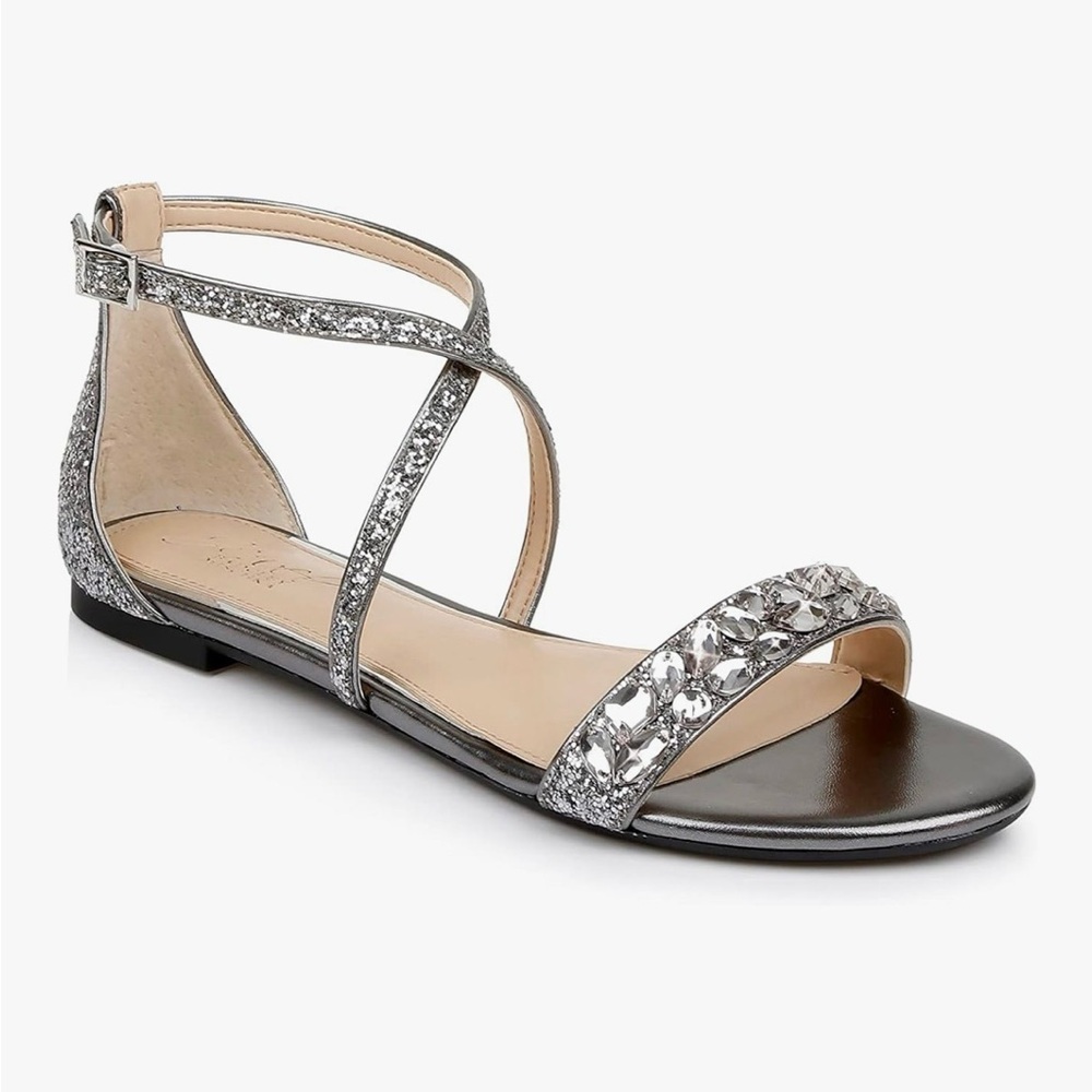Jewel Badgley Mischka Osome Glitter Sandal Size 10